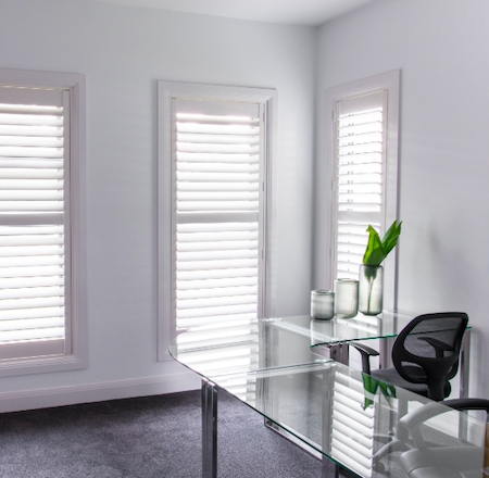home office using shutters for light control