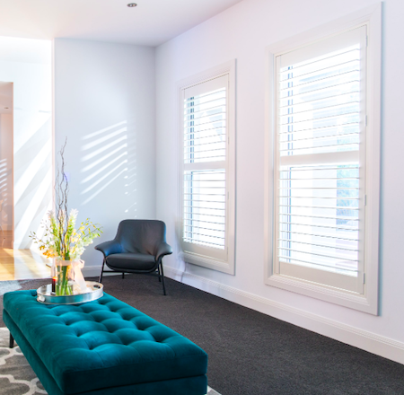 controlling light using shutters in a lounge setting