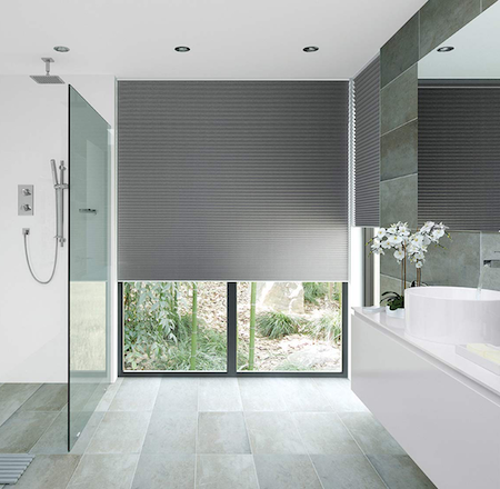 blockout honeycomb blinds in a modern bathroom