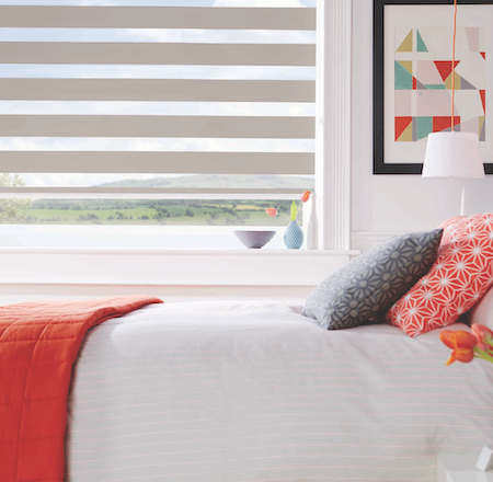 vision blinds in the bedroom with a view outside